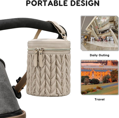 Multifunctional Insulated Baby Bottle Bag,Waterproof Thermal Bottle Tote Bag Portable Travel Breastmilk Cooler Bags Milk Bottles Holder Storage Bags for Daycare Outdoor(Khaki)