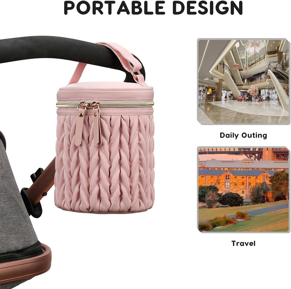Multifunctional Insulated Baby Bottle Bag,Waterproof Thermal Bottle Tote Bag Portable Travel Breastmilk Cooler Bags Milk Bottles Holder Storage Bags for Daycare Outdoor(Khaki)