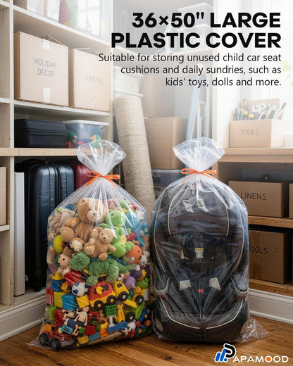 40x60 Inch Extra Large Clear Plastic Storage Bag for Luggage Cover, 8 Pack
