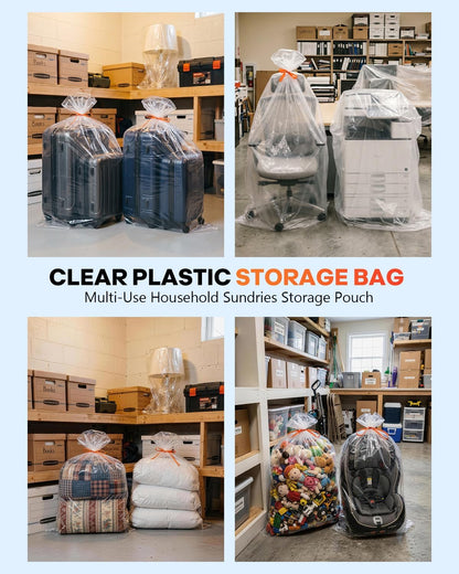 40x60 Inch Extra Large Clear Plastic Storage Bag for Luggage Cover, 8 Pack