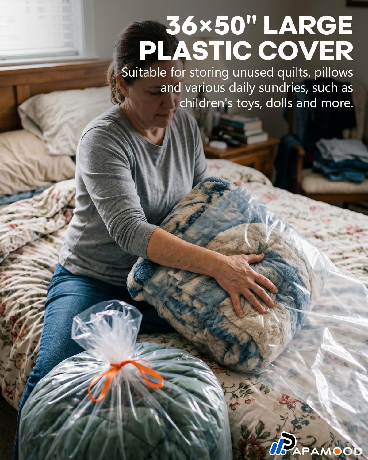 40x60 Inch Extra Large Clear Plastic Storage Bag for Luggage Cover, 8 Pack