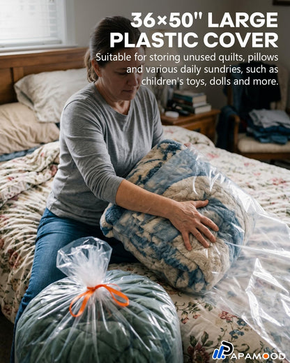 40x60 Inch Extra Large Clear Plastic Storage Bag for Luggage Cover, 8 Pack