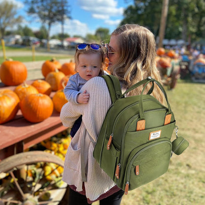 Diaper Bag Backpack-Multifunction Travel Baby Diaper Bag with Changing Pad, Insulated Bottle Holders & Pacifier Case, Large Capacity, Waterproof, Gray