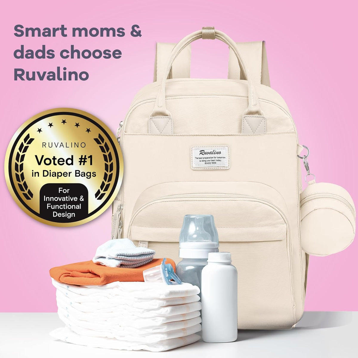 Diaper Bag Backpack-Multifunction Travel Baby Diaper Bag with Changing Pad, Insulated Bottle Holders & Pacifier Case, Large Capacity, Waterproof, Gray