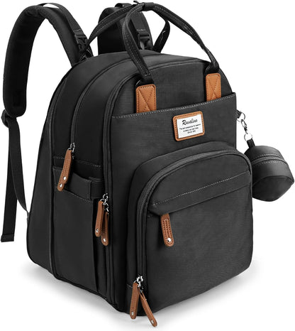 Diaper Bag Backpack-Multifunction Travel Baby Diaper Bag with Changing Pad, Insulated Bottle Holders & Pacifier Case, Large Capacity, Waterproof, Gray