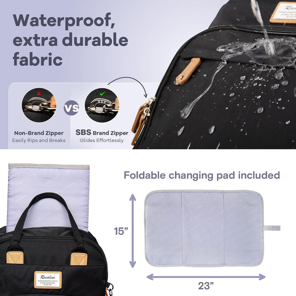 Diaper Bag Backpack-Multifunction Travel Baby Diaper Bag with Changing Pad, Insulated Bottle Holders & Pacifier Case, Large Capacity, Waterproof, Gray