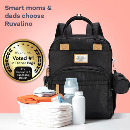 Diaper Bag Backpack-Multifunction Travel Baby Diaper Bag with Changing Pad, Insulated Bottle Holders & Pacifier Case, Large Capacity, Waterproof, Gray