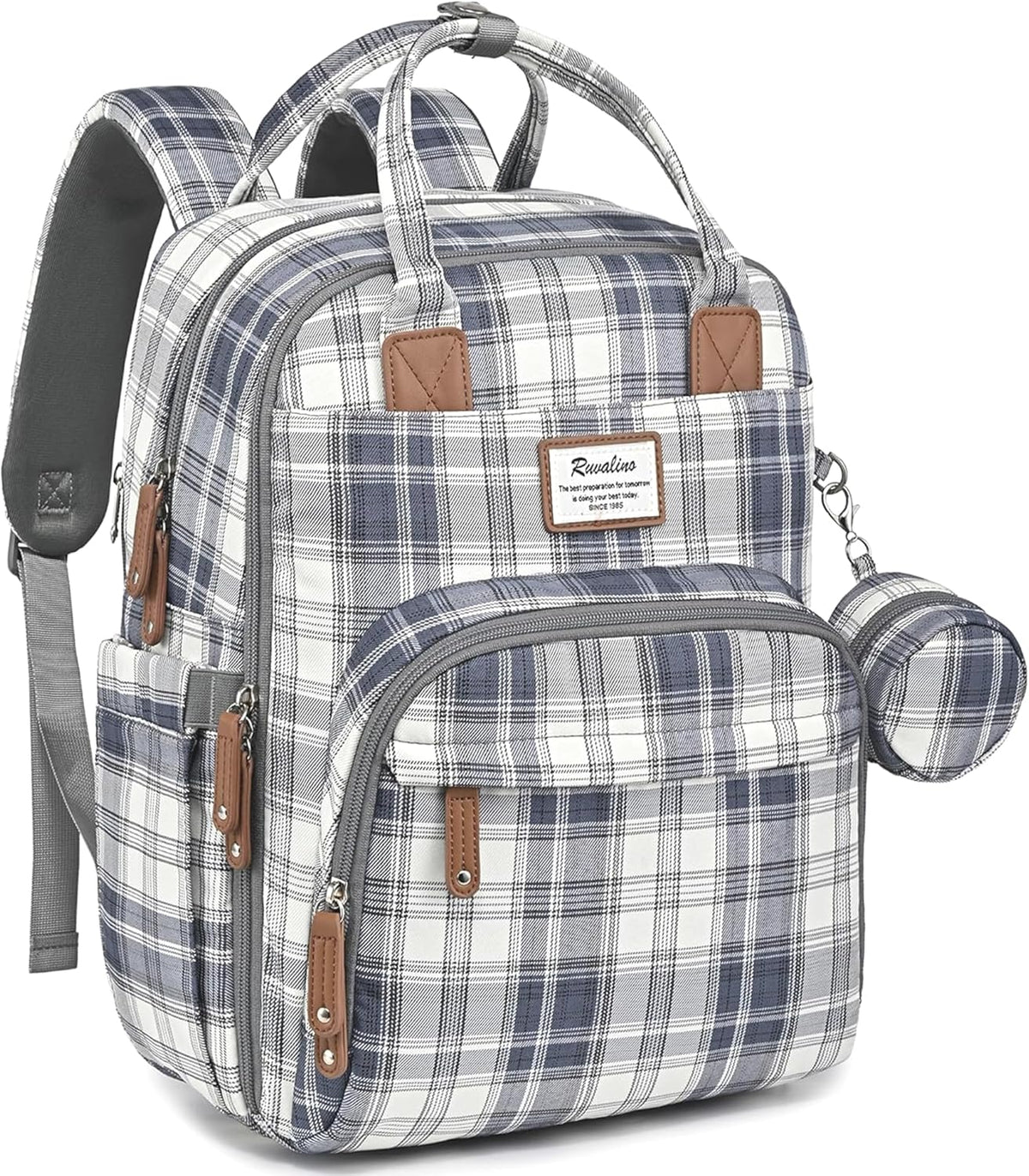 Diaper Bag Backpack-Multifunction Travel Baby Diaper Bag with Changing Pad, Insulated Bottle Holders & Pacifier Case, Large Capacity, Waterproof, Gray