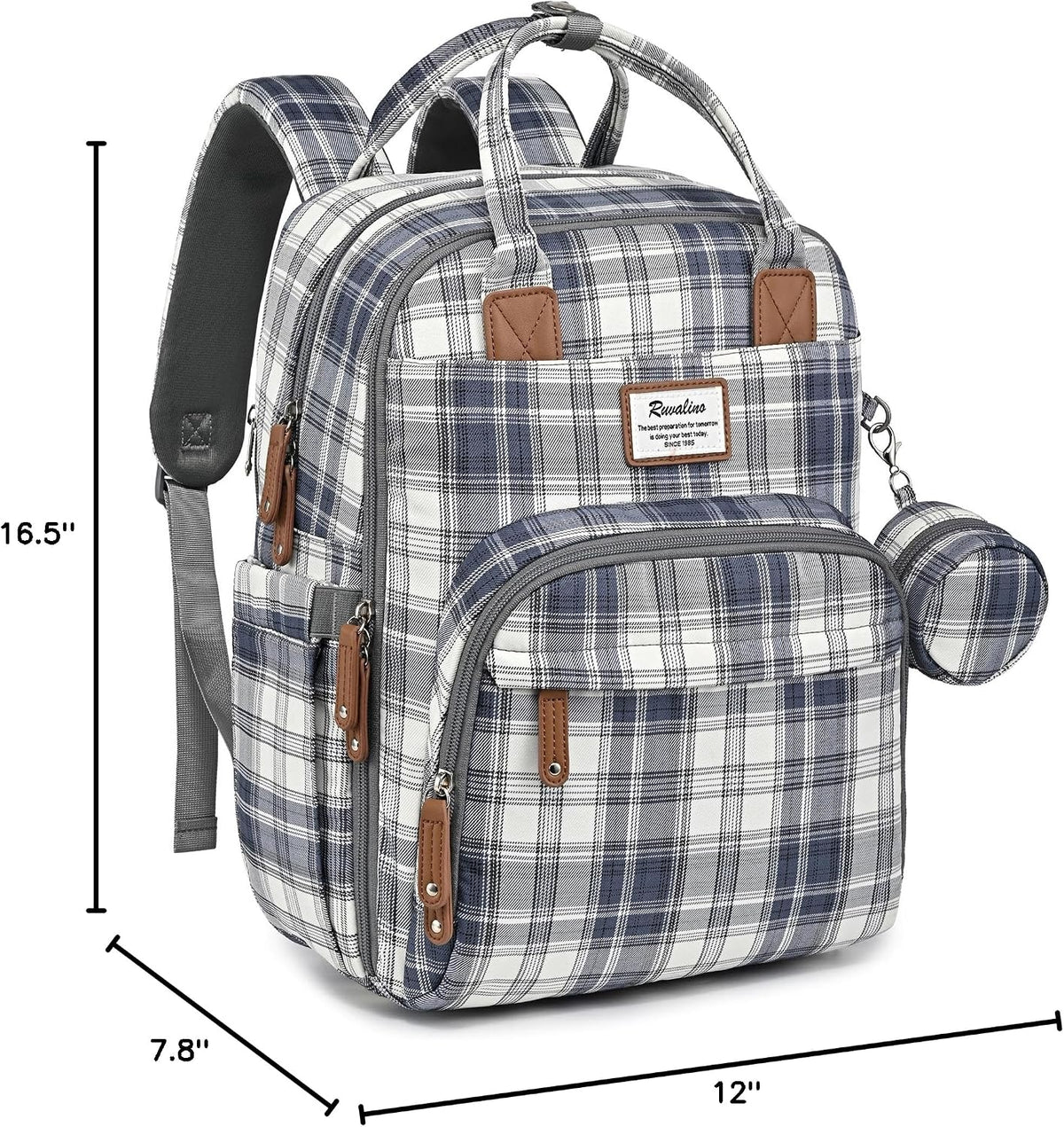 Diaper Bag Backpack-Multifunction Travel Baby Diaper Bag with Changing Pad, Insulated Bottle Holders & Pacifier Case, Large Capacity, Waterproof, Gray