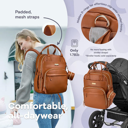 Diaper Bag Backpack-Multifunction Travel Baby Diaper Bag with Changing Pad, Insulated Bottle Holders & Pacifier Case, Large Capacity, Waterproof, Gray