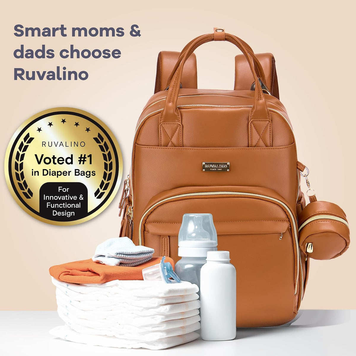 Diaper Bag Backpack-Multifunction Travel Baby Diaper Bag with Changing Pad, Insulated Bottle Holders & Pacifier Case, Large Capacity, Waterproof, Gray