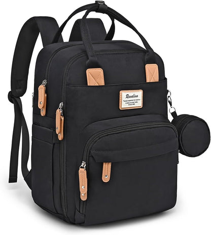Diaper Bag Backpack-Multifunction Travel Baby Diaper Bag with Changing Pad, Insulated Bottle Holders & Pacifier Case, Large Capacity, Waterproof, Gray