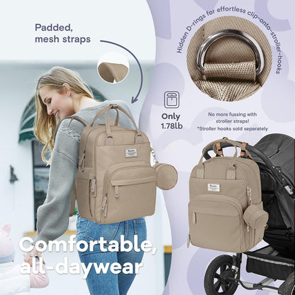 Diaper Bag Backpack-Multifunction Travel Baby Diaper Bag with Changing Pad, Insulated Bottle Holders & Pacifier Case, Large Capacity, Waterproof, Gray
