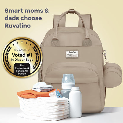 Diaper Bag Backpack-Multifunction Travel Baby Diaper Bag with Changing Pad, Insulated Bottle Holders & Pacifier Case, Large Capacity, Waterproof, Gray