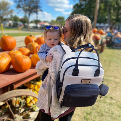 Diaper Bag Backpack-Multifunction Travel Baby Diaper Bag with Changing Pad, Insulated Bottle Holders & Pacifier Case, Large Capacity, Waterproof, Gray