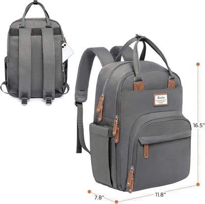 Diaper Bag Backpack-Multifunction Travel Baby Diaper Bag with Changing Pad, Insulated Bottle Holders & Pacifier Case, Large Capacity, Waterproof, Gray