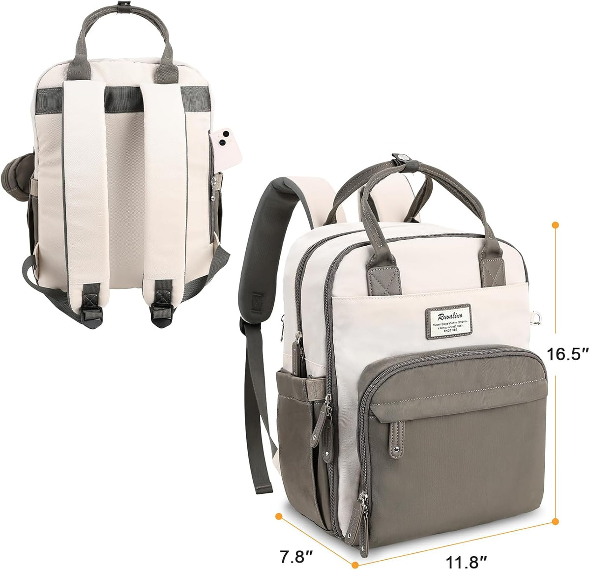 Diaper Bag Backpack-Multifunction Travel Baby Diaper Bag with Changing Pad, Insulated Bottle Holders & Pacifier Case, Large Capacity, Waterproof, Gray