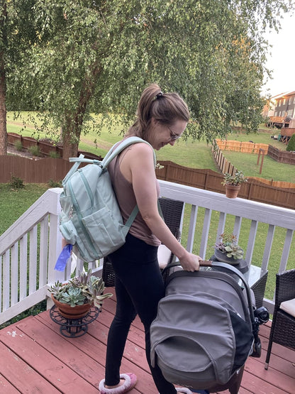Diaper Bag Backpack-Multifunction Travel Baby Diaper Bag with Changing Pad, Insulated Bottle Holders & Pacifier Case, Large Capacity, Waterproof, Gray