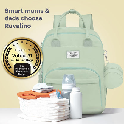 Diaper Bag Backpack-Multifunction Travel Baby Diaper Bag with Changing Pad, Insulated Bottle Holders & Pacifier Case, Large Capacity, Waterproof, Gray
