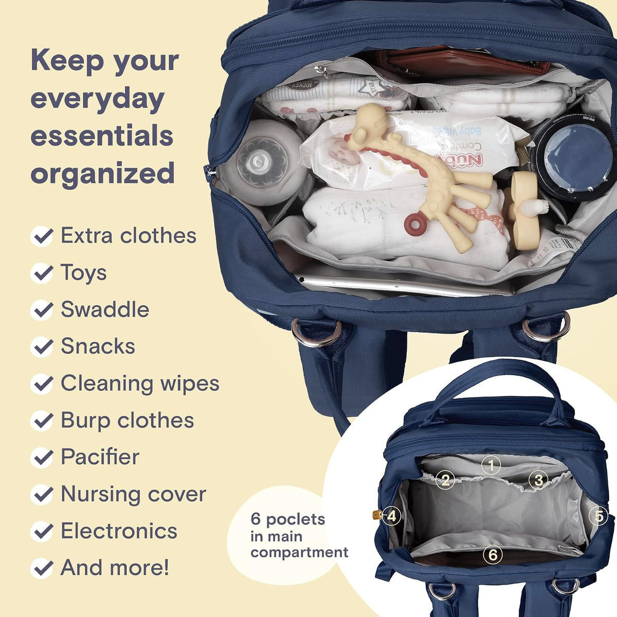 Diaper Bag Backpack-Multifunction Travel Baby Diaper Bag with Changing Pad, Insulated Bottle Holders & Pacifier Case, Large Capacity, Waterproof, Gray