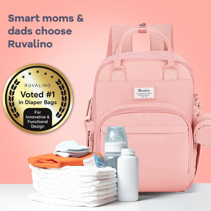Diaper Bag Backpack-Multifunction Travel Baby Diaper Bag with Changing Pad, Insulated Bottle Holders & Pacifier Case, Large Capacity, Waterproof, Gray