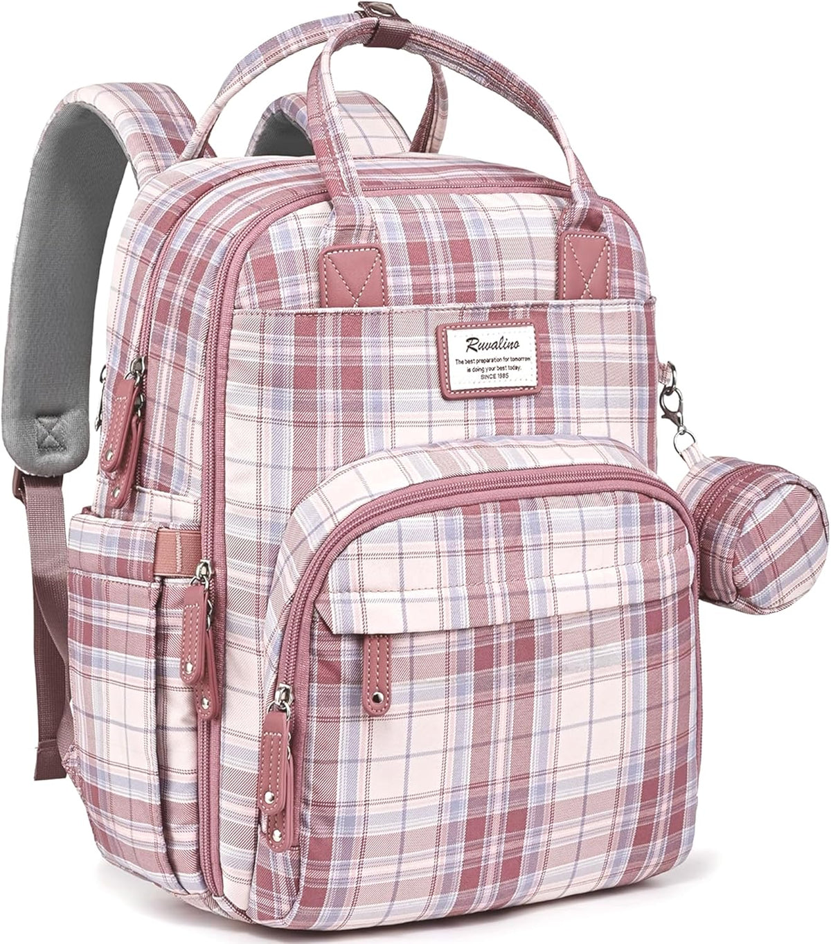 Diaper Bag Backpack-Multifunction Travel Baby Diaper Bag with Changing Pad, Insulated Bottle Holders & Pacifier Case, Large Capacity, Waterproof, Gray
