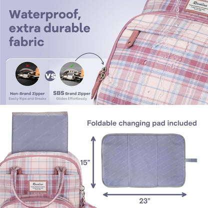 Diaper Bag Backpack-Multifunction Travel Baby Diaper Bag with Changing Pad, Insulated Bottle Holders & Pacifier Case, Large Capacity, Waterproof, Gray