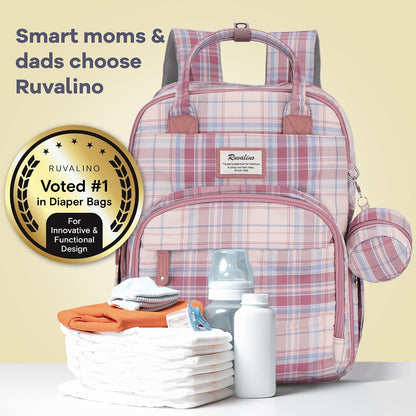 Diaper Bag Backpack-Multifunction Travel Baby Diaper Bag with Changing Pad, Insulated Bottle Holders & Pacifier Case, Large Capacity, Waterproof, Gray