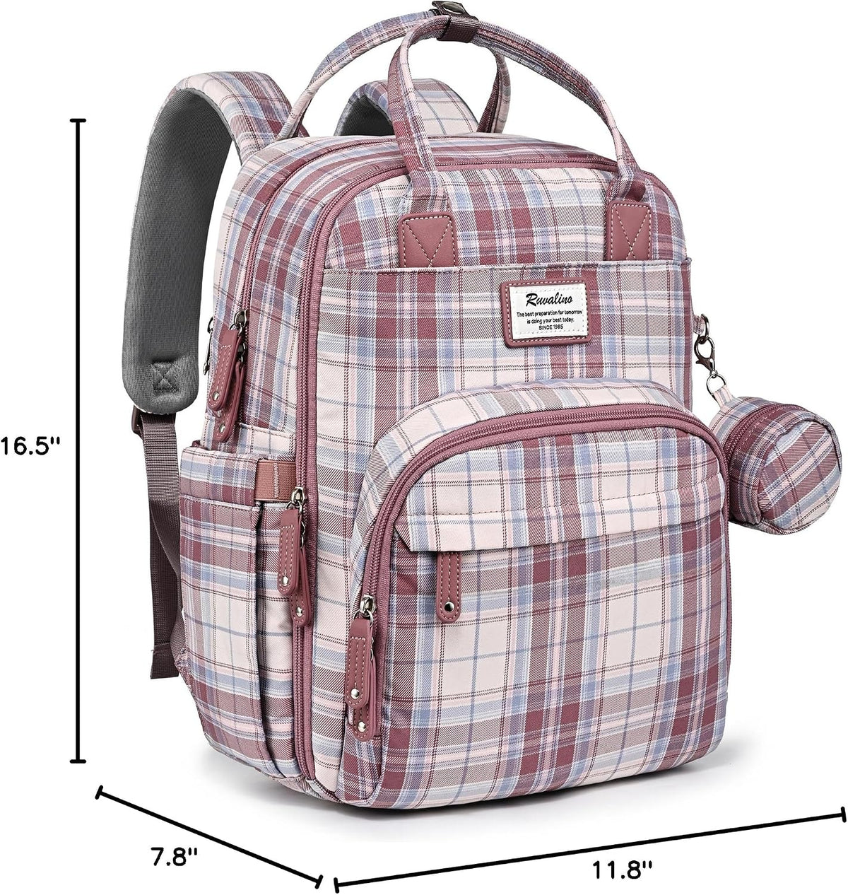 Diaper Bag Backpack-Multifunction Travel Baby Diaper Bag with Changing Pad, Insulated Bottle Holders & Pacifier Case, Large Capacity, Waterproof, Gray