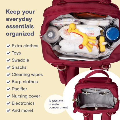 Diaper Bag Backpack-Multifunction Travel Baby Diaper Bag with Changing Pad, Insulated Bottle Holders & Pacifier Case, Large Capacity, Waterproof, Gray