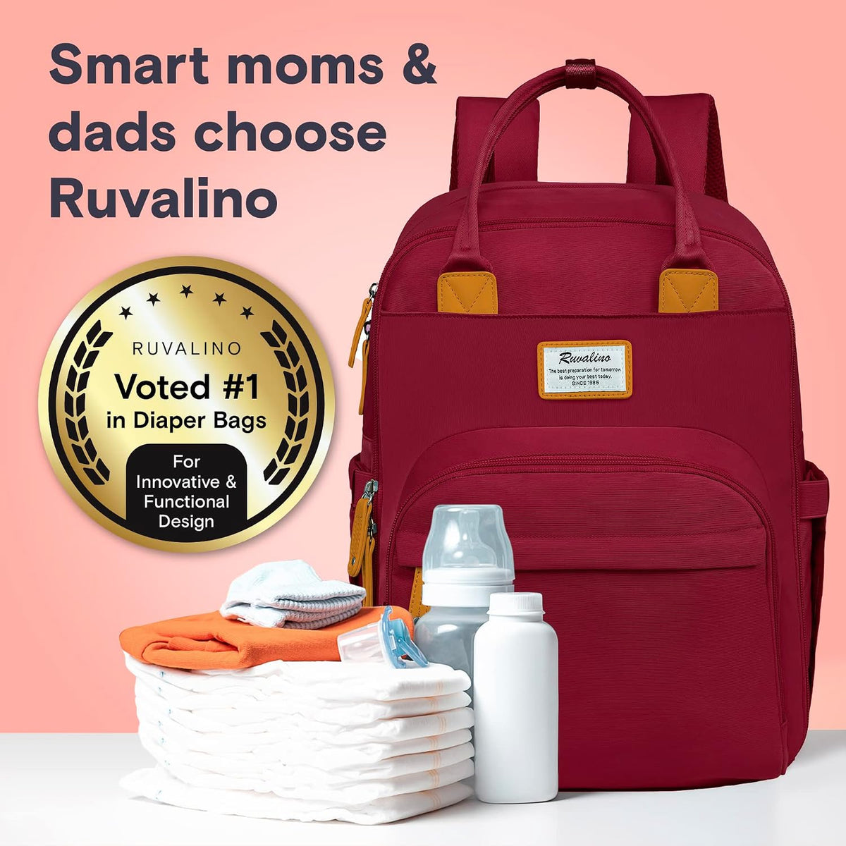 Diaper Bag Backpack-Multifunction Travel Baby Diaper Bag with Changing Pad, Insulated Bottle Holders & Pacifier Case, Large Capacity, Waterproof, Gray