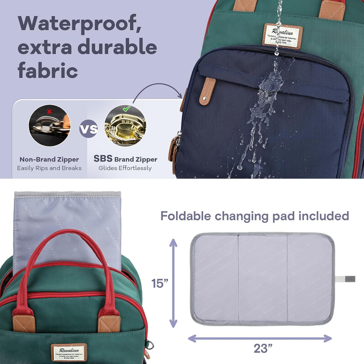 Diaper Bag Backpack-Multifunction Travel Baby Diaper Bag with Changing Pad, Insulated Bottle Holders & Pacifier Case, Large Capacity, Waterproof, Gray