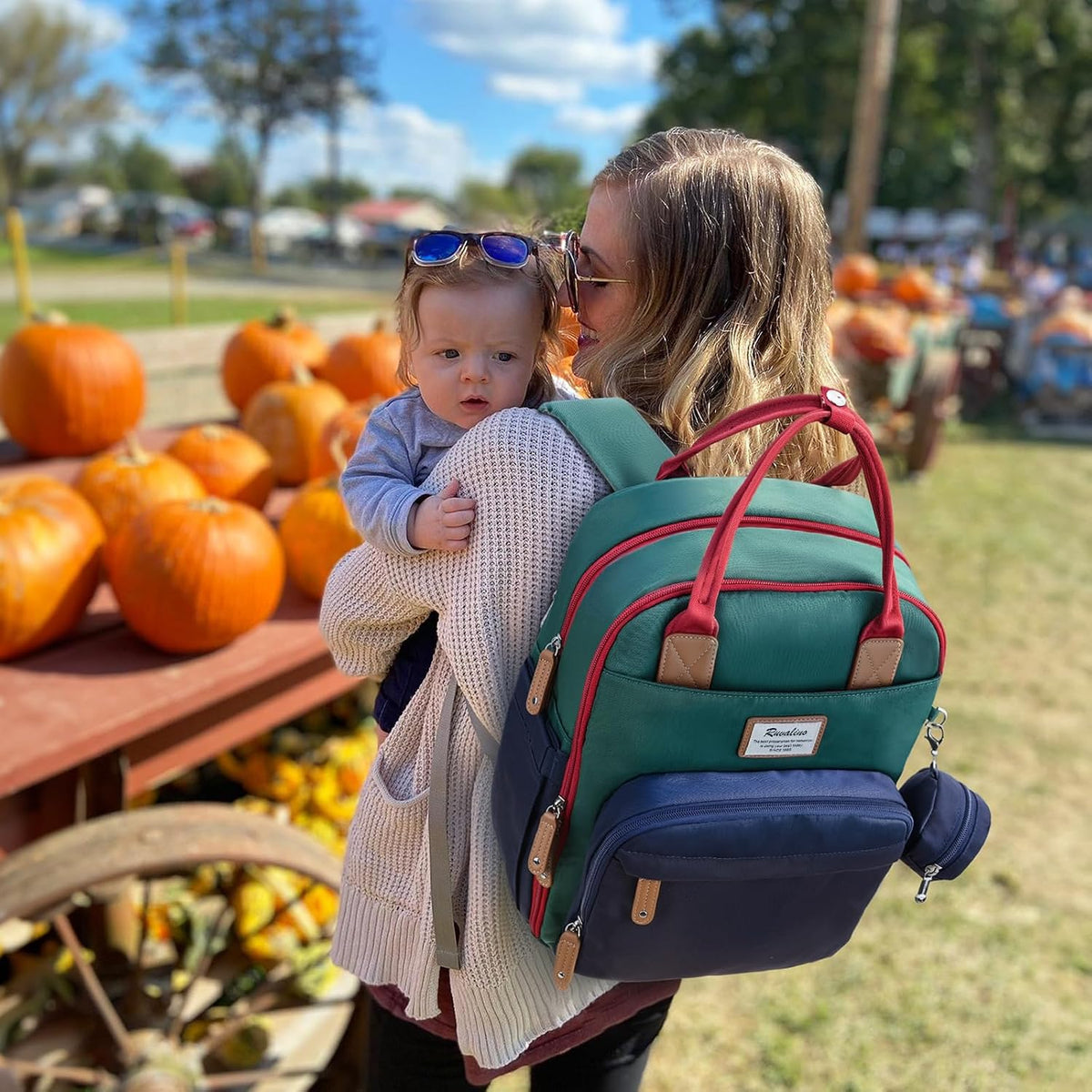 Diaper Bag Backpack-Multifunction Travel Baby Diaper Bag with Changing Pad, Insulated Bottle Holders & Pacifier Case, Large Capacity, Waterproof, Gray