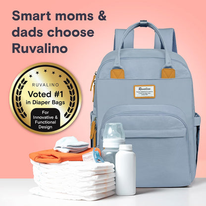 Diaper Bag Backpack-Multifunction Travel Baby Diaper Bag with Changing Pad, Insulated Bottle Holders & Pacifier Case, Large Capacity, Waterproof, Gray