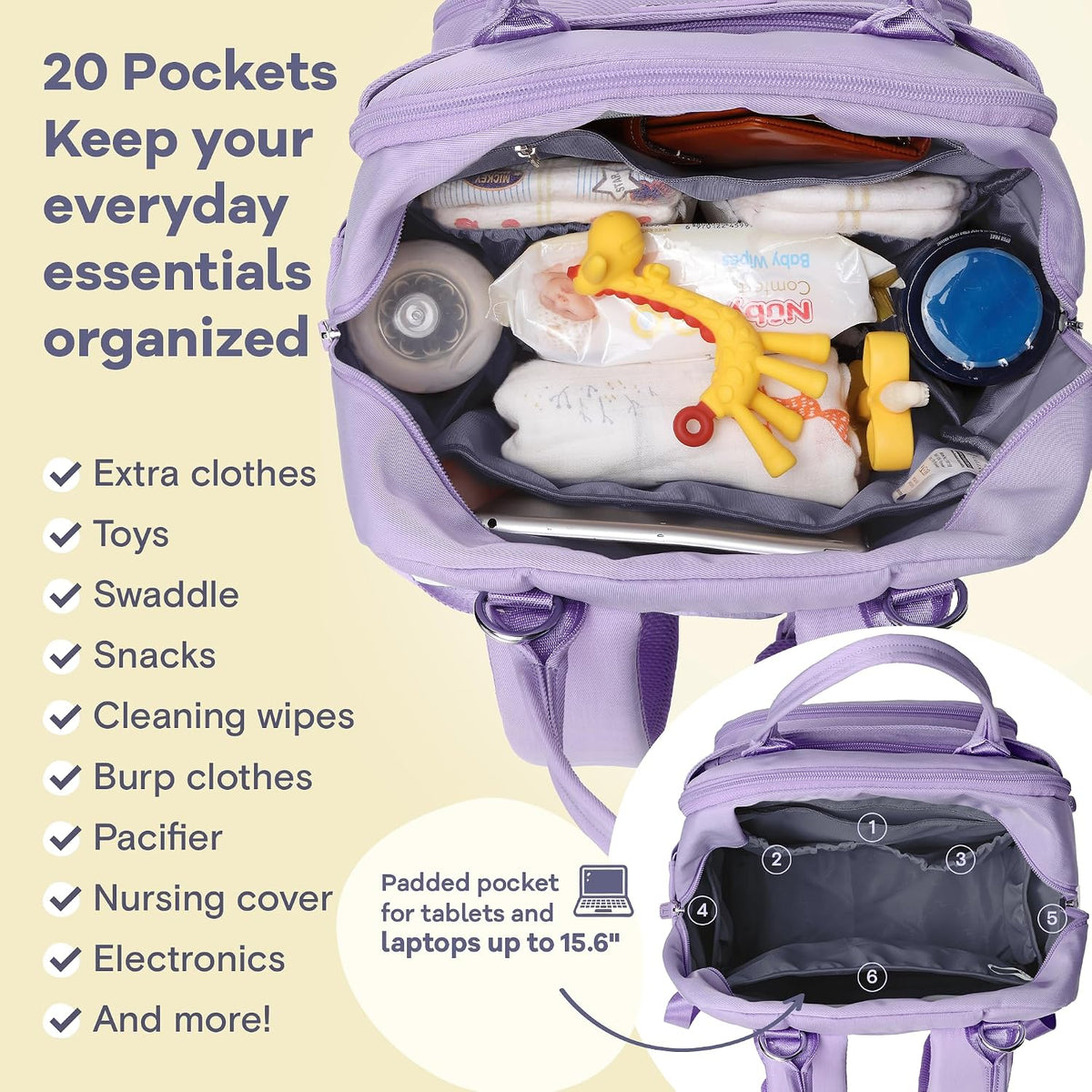 Diaper Bag Backpack-Multifunction Travel Baby Diaper Bag with Changing Pad, Insulated Bottle Holders & Pacifier Case, Large Capacity, Waterproof, Gray