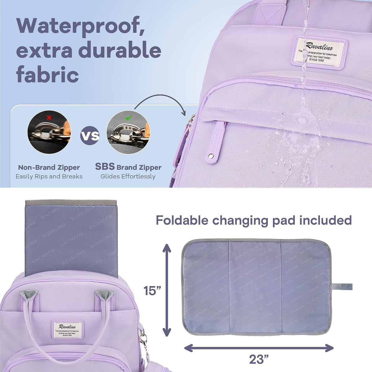 Diaper Bag Backpack-Multifunction Travel Baby Diaper Bag with Changing Pad, Insulated Bottle Holders & Pacifier Case, Large Capacity, Waterproof, Gray