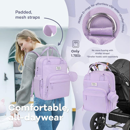 Diaper Bag Backpack-Multifunction Travel Baby Diaper Bag with Changing Pad, Insulated Bottle Holders & Pacifier Case, Large Capacity, Waterproof, Gray