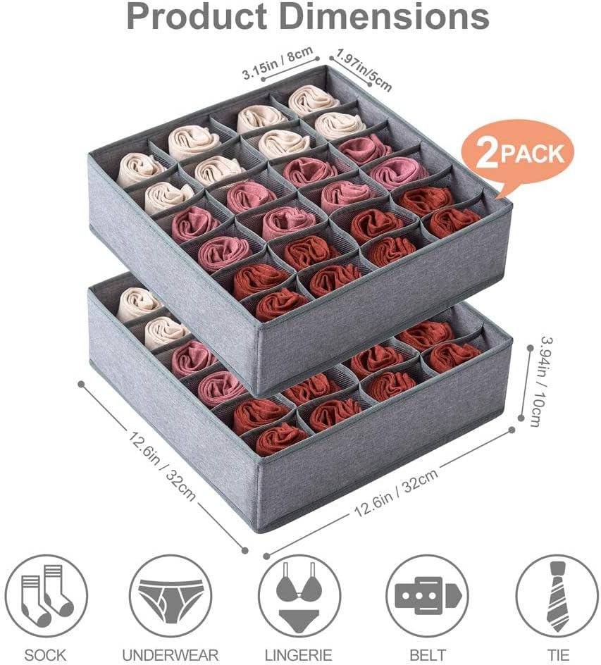 2 Pack Socks Underwear Drawer Organizer Divider