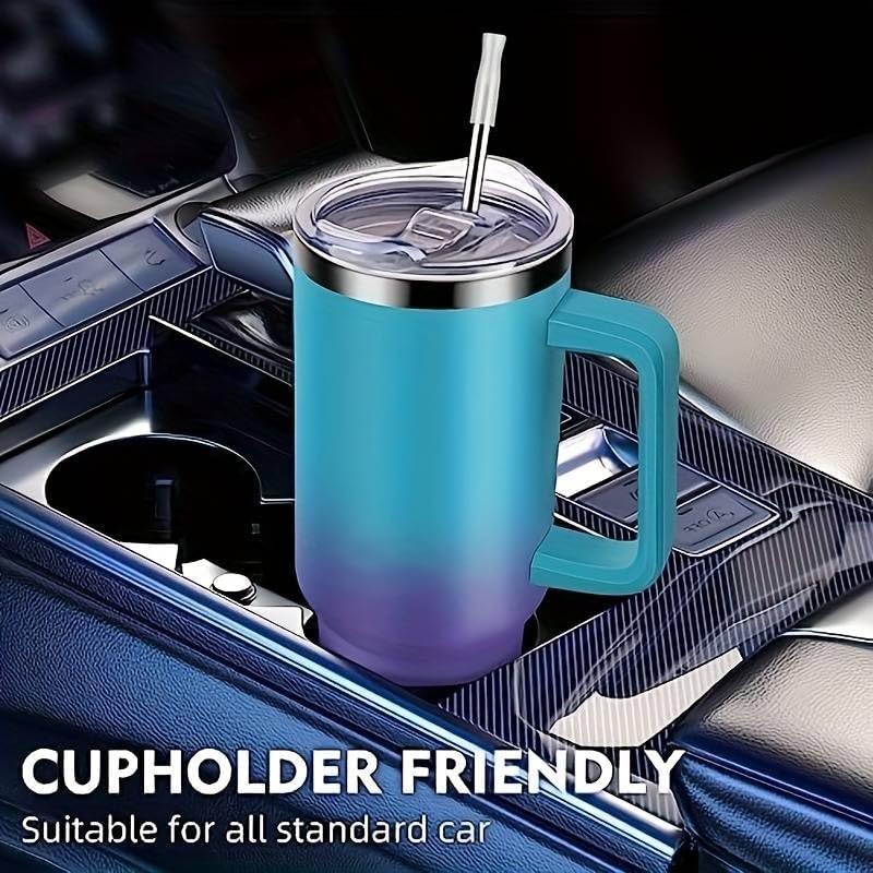 40oz Travel Tumbler with Handle and Straw, Water Bottle with Carrier Bag