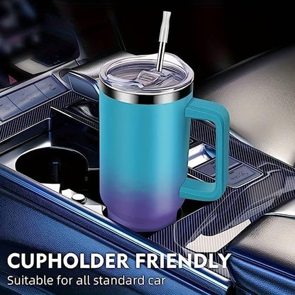 40oz Travel Tumbler with Handle and Straw, Water Bottle with Carrier Bag