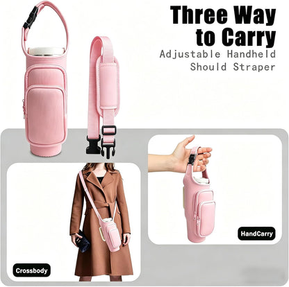 40oz Travel Tumbler with Handle and Straw, Water Bottle with Carrier Bag