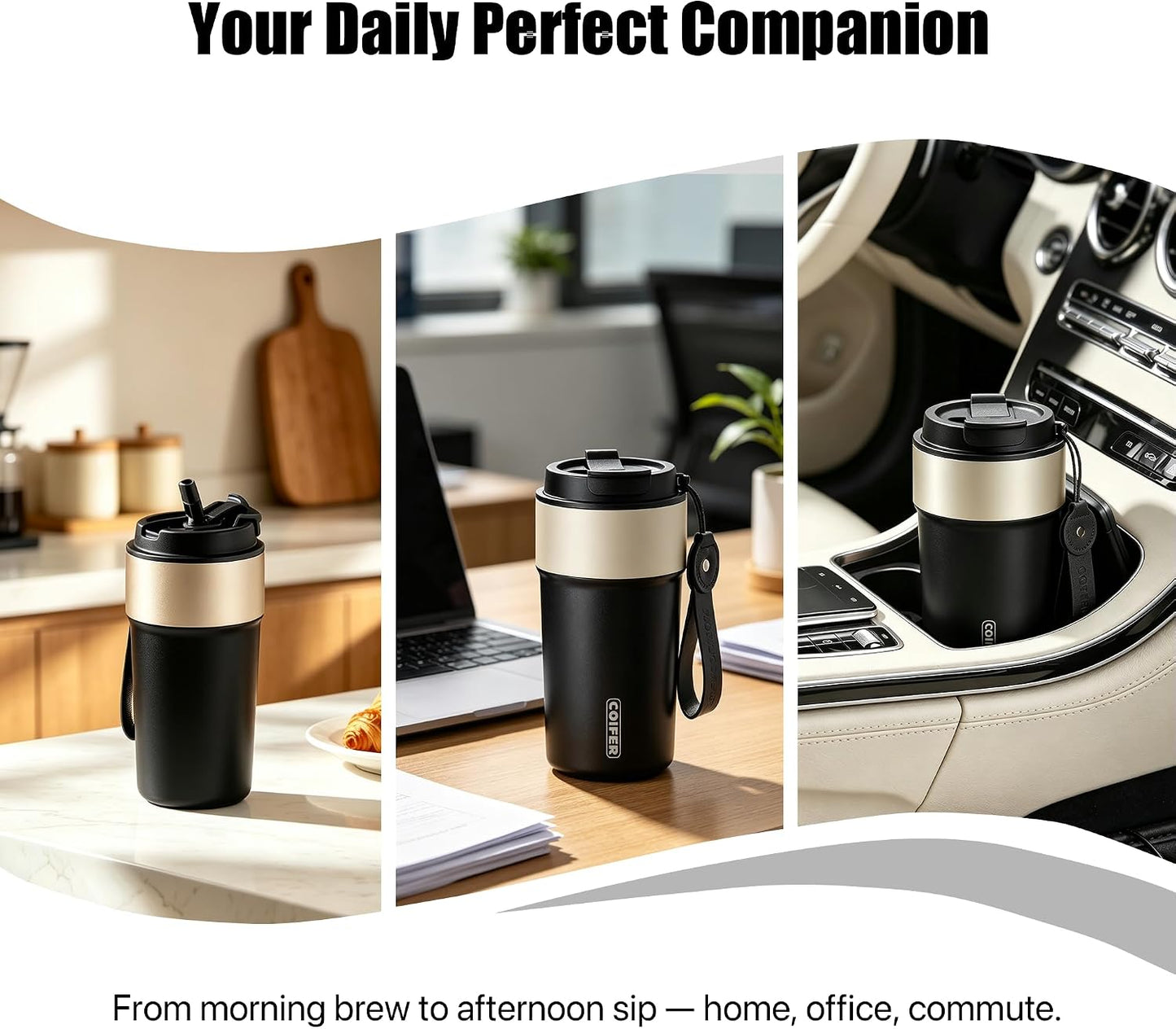 Travel Coffee Mug Insulated Tumbler, Pink | Stainless Steel Coffee Cup for Office, Commute and Home, Wide Mouth Easy Clean Design