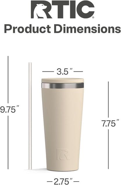 28oz Everyday Tumbler, Insulated, Ceramic Lined, Black | with Lid and Straw, Portable Metal Cup for Hot and Cold Drinks, Coffee, Car, Camping and Travel, Stainless Steel