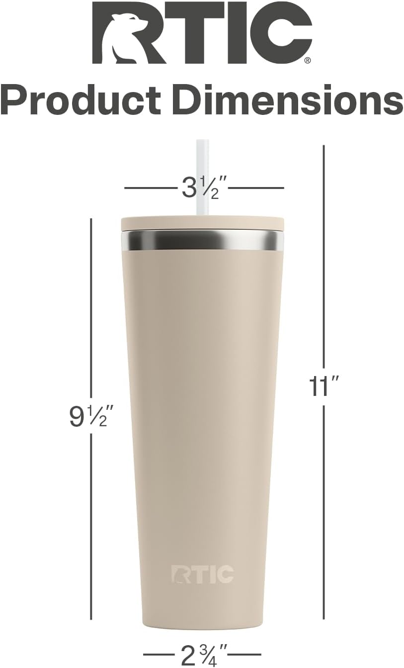 28oz Everyday Tumbler, Insulated, Ceramic Lined, Black | with Lid and Straw, Portable Metal Cup for Hot and Cold Drinks, Coffee, Car, Camping and Travel, Stainless Steel
