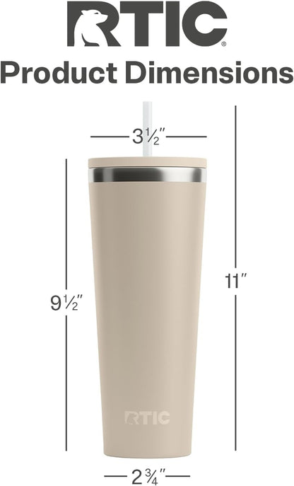28oz Everyday Tumbler, Insulated, Ceramic Lined, Black | with Lid and Straw, Portable Metal Cup for Hot and Cold Drinks, Coffee, Car, Camping and Travel, Stainless Steel