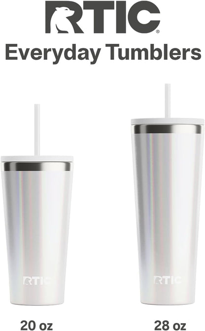 28oz Everyday Tumbler, Insulated, Ceramic Lined, Black | with Lid and Straw, Portable Metal Cup for Hot and Cold Drinks, Coffee, Car, Camping and Travel, Stainless Steel