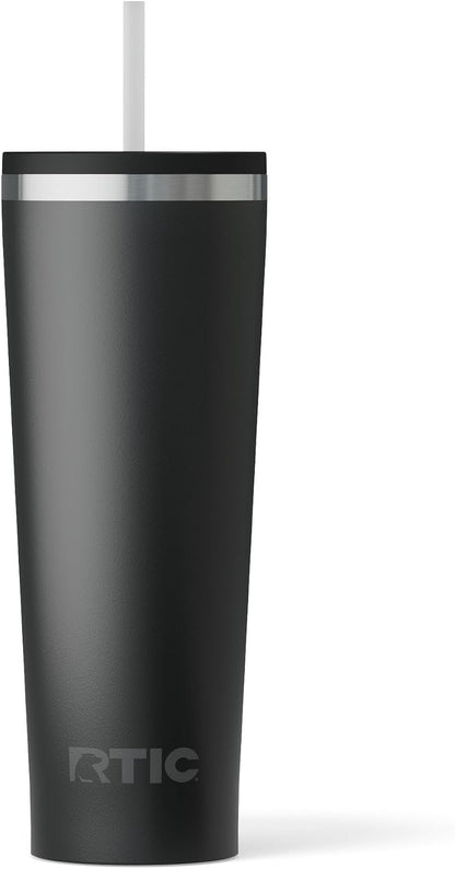 28oz Everyday Tumbler, Insulated, Ceramic Lined, Black | with Lid and Straw, Portable Metal Cup for Hot and Cold Drinks, Coffee, Car, Camping and Travel, Stainless Steel