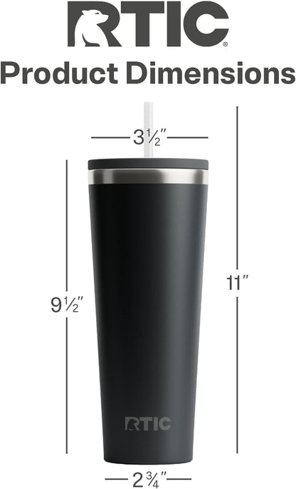 28oz Everyday Tumbler, Insulated, Ceramic Lined, Black | with Lid and Straw, Portable Metal Cup for Hot and Cold Drinks, Coffee, Car, Camping and Travel, Stainless Steel