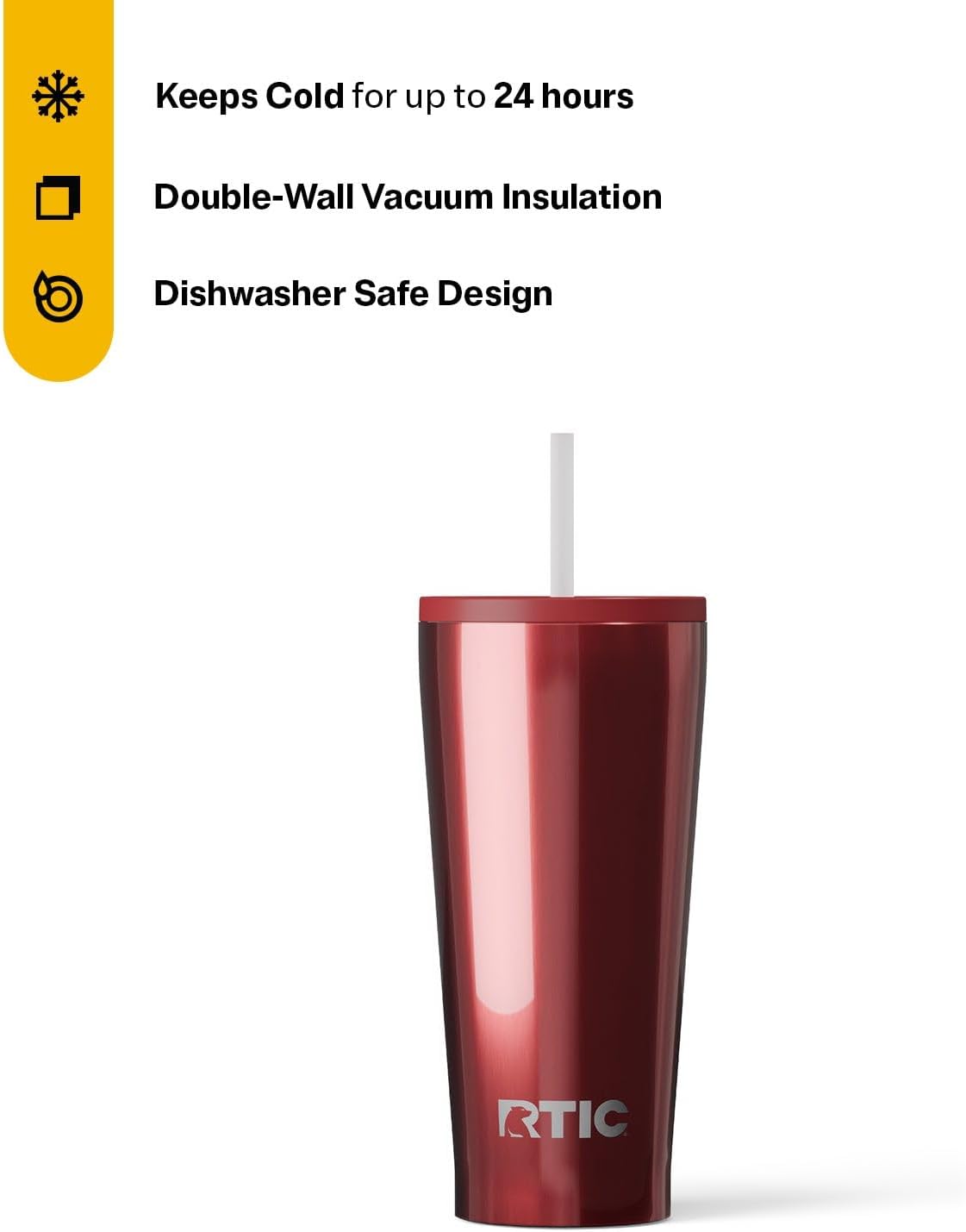 28oz Everyday Tumbler, Insulated, Ceramic Lined, Black | with Lid and Straw, Portable Metal Cup for Hot and Cold Drinks, Coffee, Car, Camping and Travel, Stainless Steel