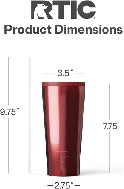 28oz Everyday Tumbler, Insulated, Ceramic Lined, Black | with Lid and Straw, Portable Metal Cup for Hot and Cold Drinks, Coffee, Car, Camping and Travel, Stainless Steel